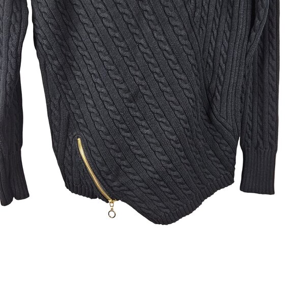 525 America Women's XS Sweater Cable Knit Crochet Black Turtleneck Whimsigoth - Picture 6 of 13